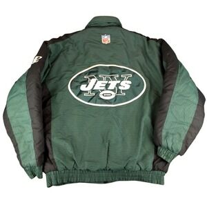 New York JETS Jacket NFL Logo Athletic Pro Line Puffer Full Zip Vintage‎ 90s HTF